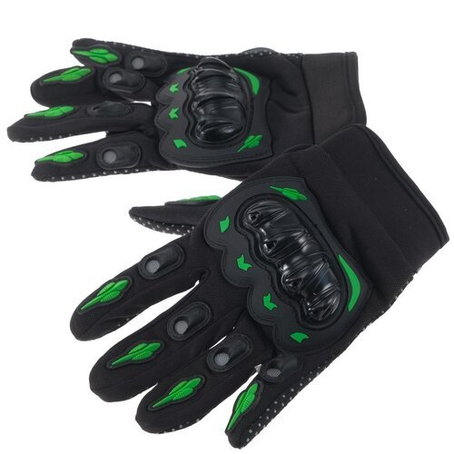 Перчатки для езды на мототехнике, велосипеде, мотоцикле с защитными вставками, пара, размер L, черно-зеленый
