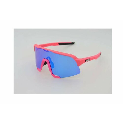 Очки для велосипедистов, лыж и бегунов 100 % Speedcraft Soft Tact розовые, синяя линза