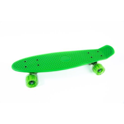 Мини круизер, скейтборд со светящимися колесами 55см, зеленый