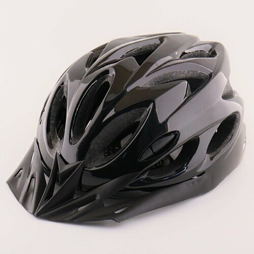 Шлем велосипедный с задним фонарем LED, USB зарядка (черный, +козырек) HO-028