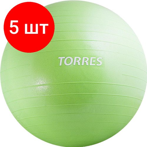 Комплект 5 штук, Мяч гимнастический TORRES 65 см (зеленый) spt0037816