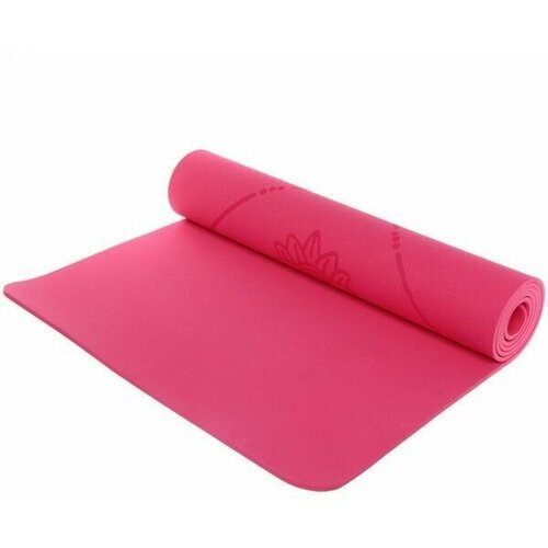 Коврик для йоги и фитнеса нескользящий 'Мандала', 183х61 см (ТРЕ), толщина 6 мм, розовый