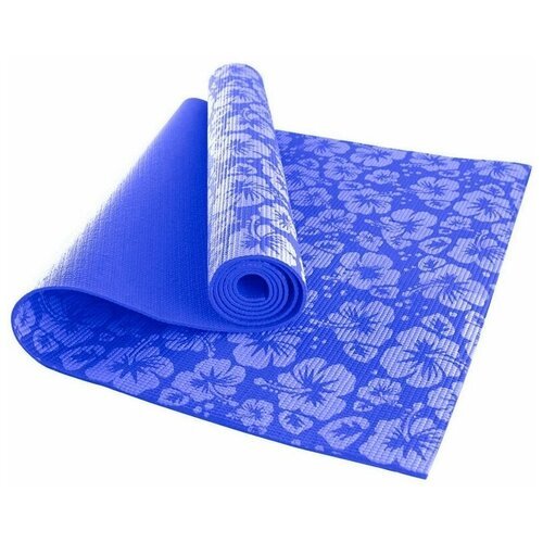 Универсальный коврик HKEM113-06 синий для йоги, пилатеса, фитнеса и шейпинга, размер 173х61х0.4 см, материал ЭКО ПВХ, полупрофессиональный, для начинающих