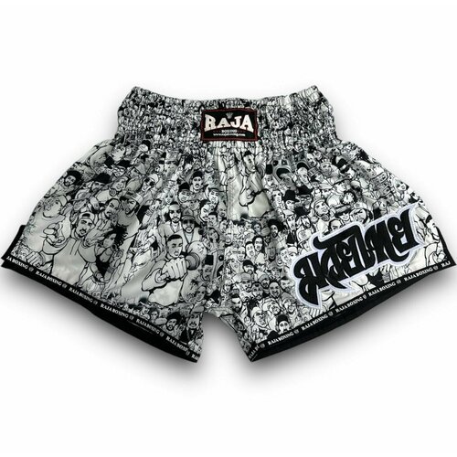 Шорты для Muay Thai Raja white black n1 S/шорты для тайского бокса/боксерские шорты/шорты для бокса