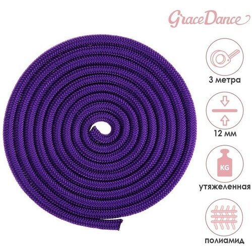 Скакалка гимнастическая утяжелённая Grace Dance, 3 м, 180 г, цвет фиолетовый