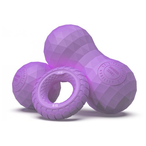 Набор из двух массажных мячей с кистевым эспандером ORIGINAL FITTOOLS (пурпурный)