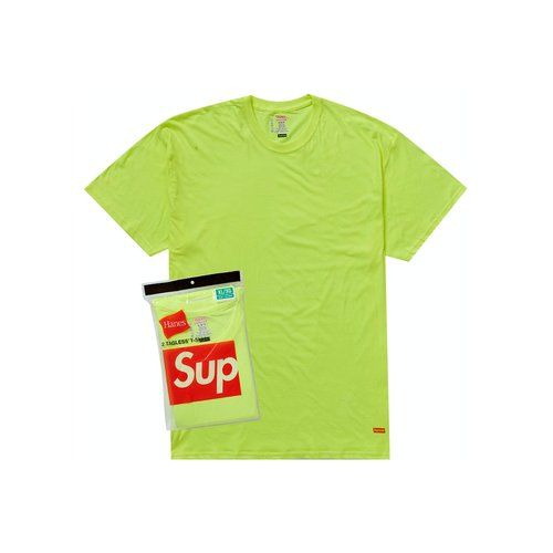 Supreme Hanes Tagless Tees (2 Pack) Flourescent Yellow (Р. L)