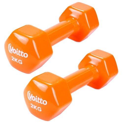 Набор виниловых шестигранных гантелей для фитнеса Voitto 2 кг (2шт)