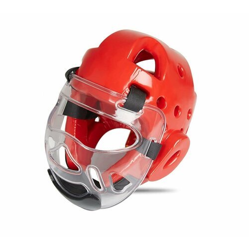 Боевой шлем для тхэквондо красный xs