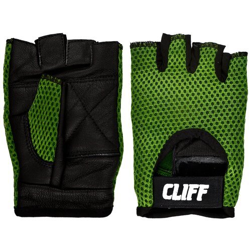 Перчатки для фитнеса CLIFF CS-2195, чёрно-зелёные, р. S