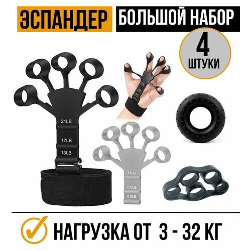 Эспандер кистевой для фитнеса рук / Good ideas/ кистевой резиновый для пальцев / набор с регулятором нагрузки от 3 до 32 кг