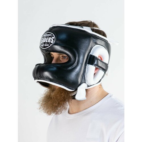 Шлем боксерский LEADERS LS с бамперной защитой (кожа, черный) L/XL