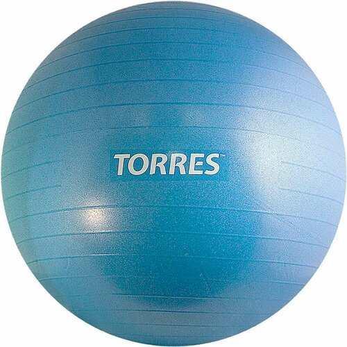Мяч гимнастический Torres повышенной прочности 55см, с насосом, цвет голубой