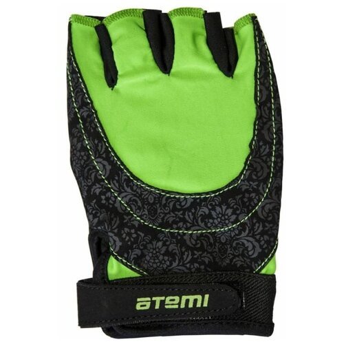 Перчатки спортивные Atemi для фитнеса, черно-зеленые (размер S)