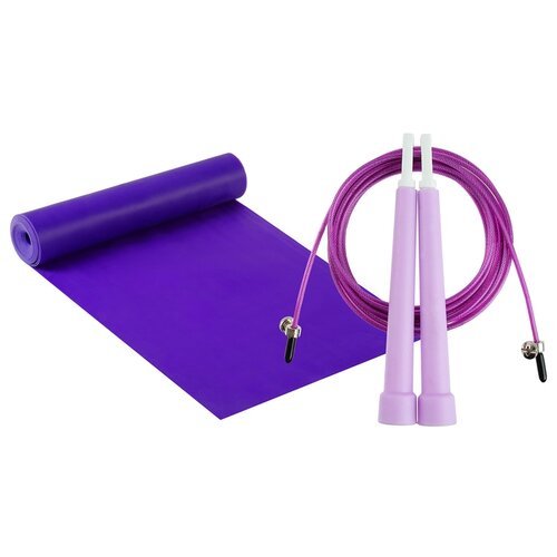 2 шт. ONLITOP Набор для фитнеса (эспандер ленточный+скакалка скоростная) 150 х 15 см 10 кг фиолетовый