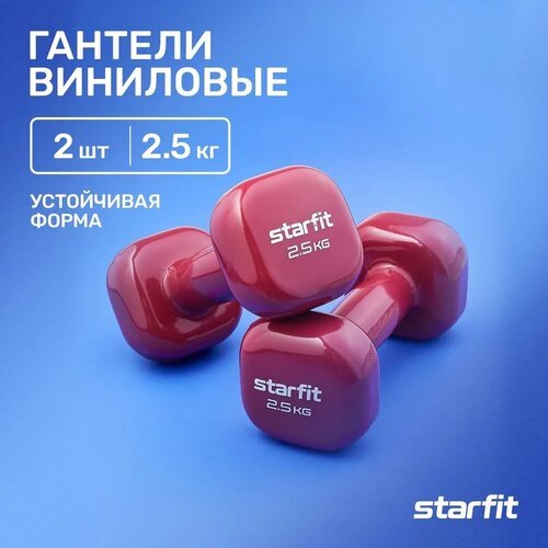 Гантели для фитнеса виниловые набор гантелей STARFIT DB-105 2,5 кг, фиолетовый, 2 шт