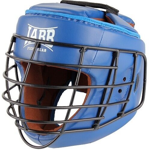 Шлем для рукопашного боя с защитной маской .(иск. кожа) Jabb JE-6012, синий, размер S