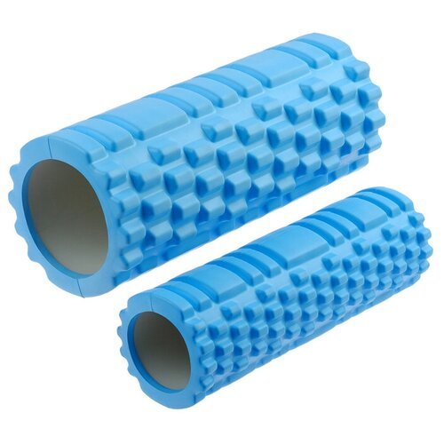 Роллер для йоги, 2 штуки: 33 × 13 см и 30 × 9 см, цвет голубой