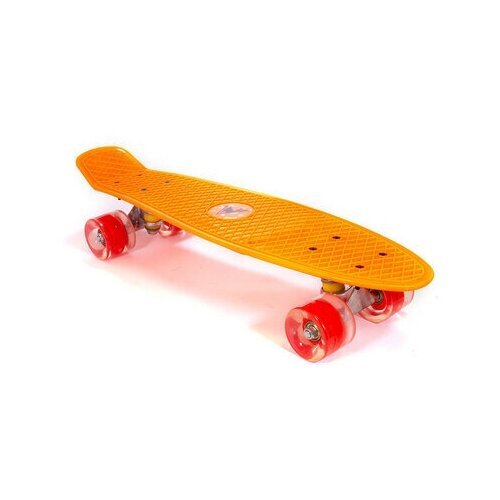 Скейтборд TRIX мини 22' 56 см , пластик, подвеска-алюм, колеса светящиеся PU 45х60 мм красные, ABEC 7, оранжевый