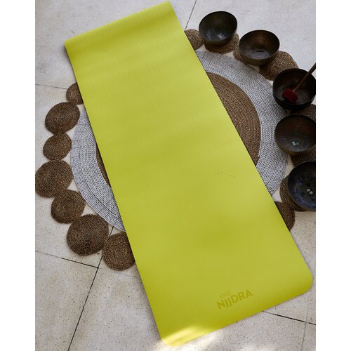 Коврик для йоги и фитнеса NiiDRA Basic, лимонно-синий цвет, 6 мм
