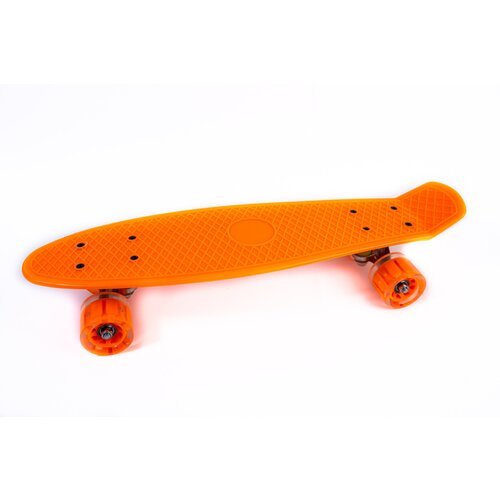 Мини круизер, скейтборд со светящимися колесами 55см, оранжевый