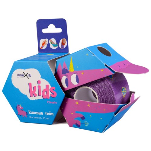 , кинезио тейп KineXib, Classic Kids (4 cм x 4 м), фиолетовый