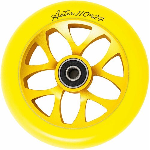 Колесо для самоката трюкового Aster, диаметр 110, ширина 24мм, цвет желтый