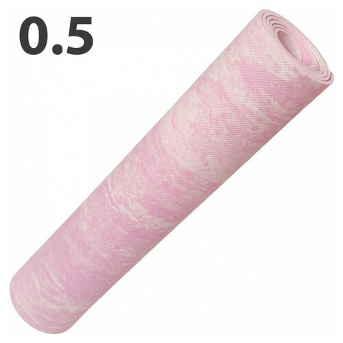 Коврик для йоги ЭВА 173х61х0,5 см E40035 (розовый Мрамор)