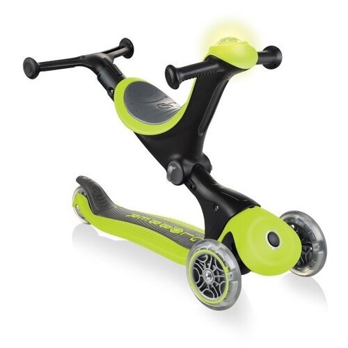 Детский 3-колесный самокат-беговел GLOBBER Go Up Deluxe Play Lights, зеленый