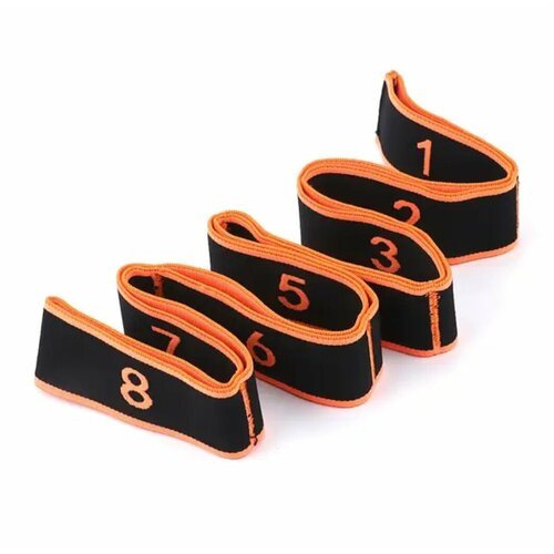 Эластичная спортивная лента для гимнастики Sport Island 8 петель, оранжево-черная