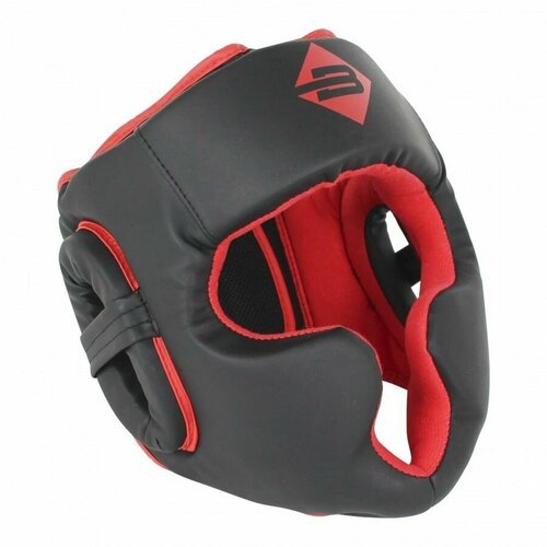 Боксерский шлем full face, фул фейс с защитой скул и подбородка BoyBo Атака (BH80) - Черный/Красный (S/M)