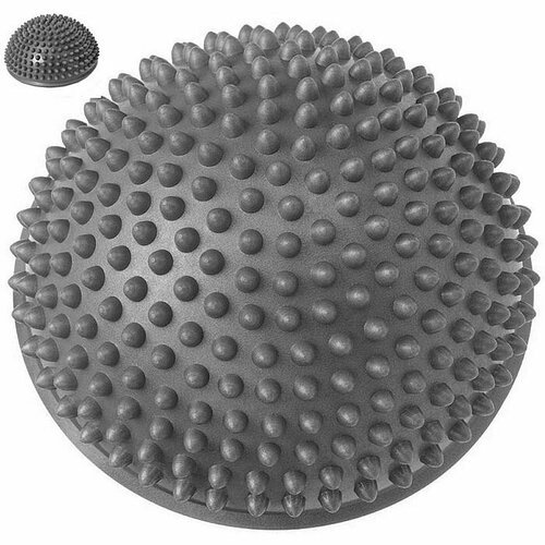 Полусфера массажная SPORTEX круглая надувная (ПВХ), D-16 см (серый)
