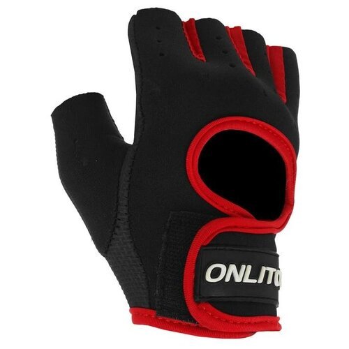 ONLYTOP Перчатки для фитнеса ONLYTOP, размер S, неопрен, цвет чёрный/красный
