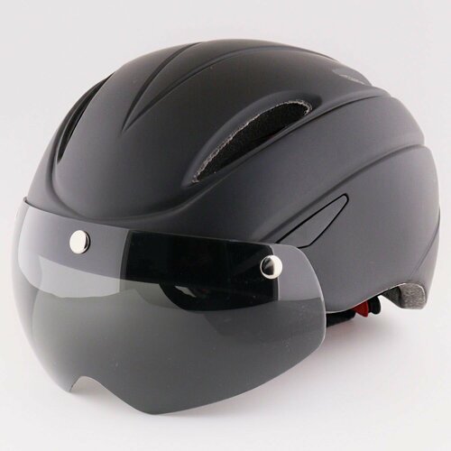 Шлем велосипедный с магнитным визором (матовый, черный)YB-19