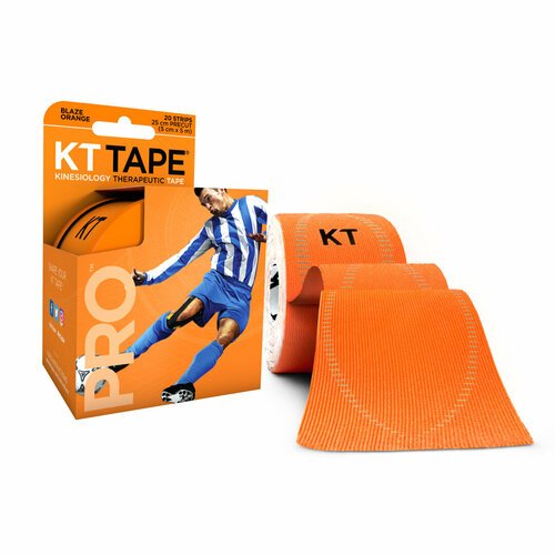 Кинезиотейп KT Tape PRO, Синтетическая основа,20 полосок 25х5см, преднарезанный, цвет Blaze Orange
