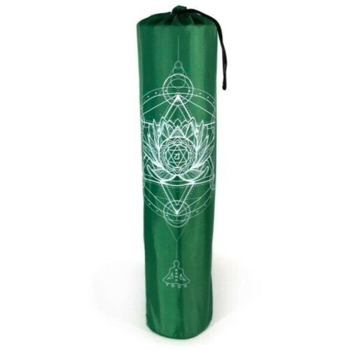 Универсальная сумка чехол для коврика для фитнеса и йоги Чакры размер 16 х 70 см (зелёный)