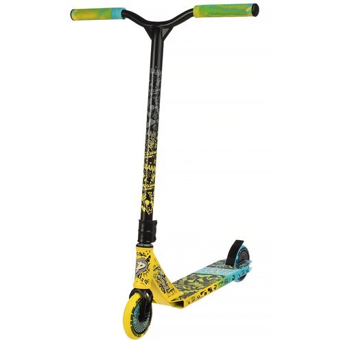 Детский 2-колесный трюковой самокат Plank 360, желто-голубой