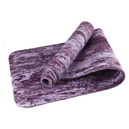 Коврик для йоги ТПЕ 183х61х0,6 см фиолетовый гранит B34521 Спортекс TPEM6-102
