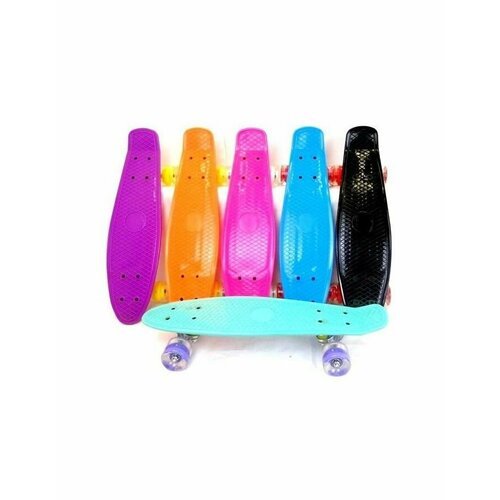 Скейтборд однотонный со светящимися колесами, в пакете