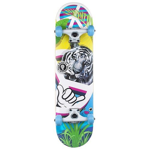 Скейтборд Plank Ptigy, 31x8, белый/голубой/зеленый