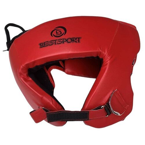 Шлем боксерский боевой с открытым верхом Best Sport BS-бш1 PU, красный, р. M