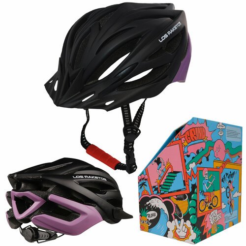 Велосипедный шлем VERTIGO /S-M (55-58) черный-розовый /антибактериальная подкладка