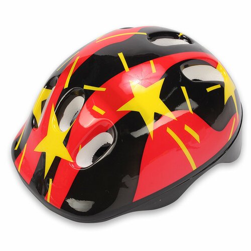 Шлем детский защитный для катания на велосипеде, самокате, роликах, скейтборде, обхват 52-54 см, размер М, 25х20х14 см, цвет красно-черный – 1 шт