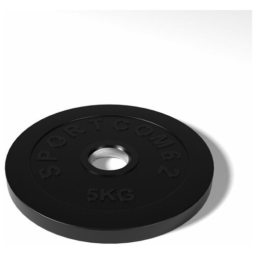 Диск Sportcom обрезиненный 51мм 5 кг, черный