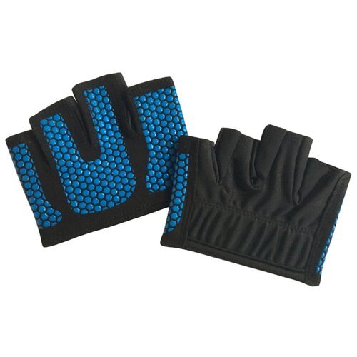 Противоскользящие перчатки для фитнеса, укороченные, голубой, размер XL