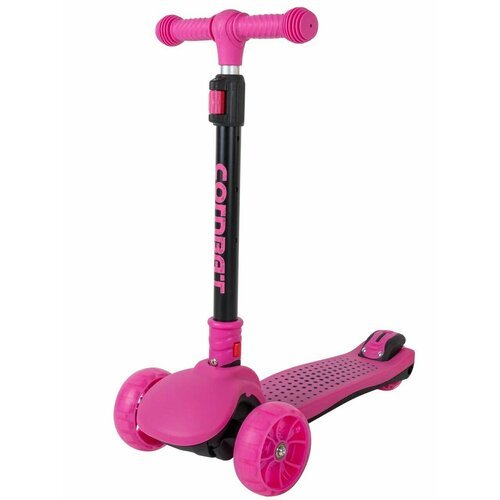 Самокат детский трехколесный Tech Team COMBAT pink / складной / светящиеся колеса /