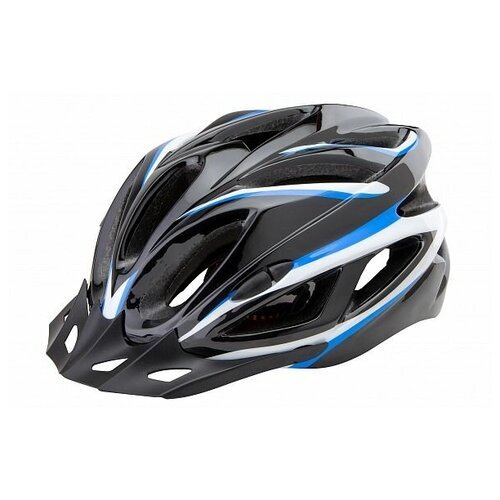 Шлем защитный FSD-HL022 (in-mold) L (58-60 см) чёрный с синими полосами/600129
