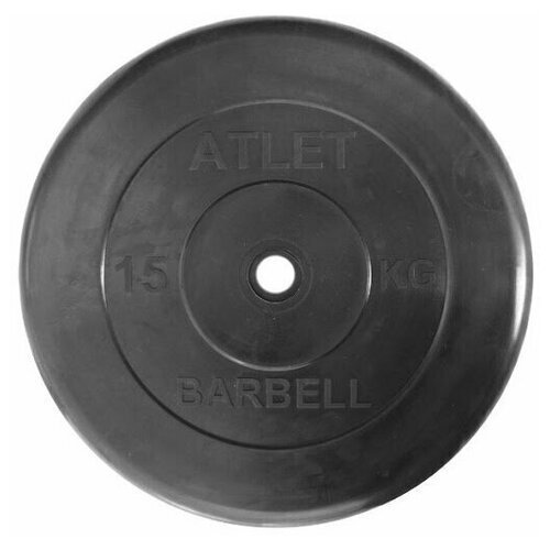 Диск обрезиненный черный MB BARBELL ATLET d-26 15кг