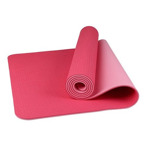 Коврик для йоги TPE 6 мм (малиновый/розовый)