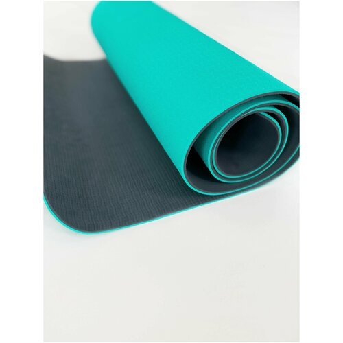Коврик для йоги и фитнеса HOLOVIT, 183*61 см, бирюзово-черный